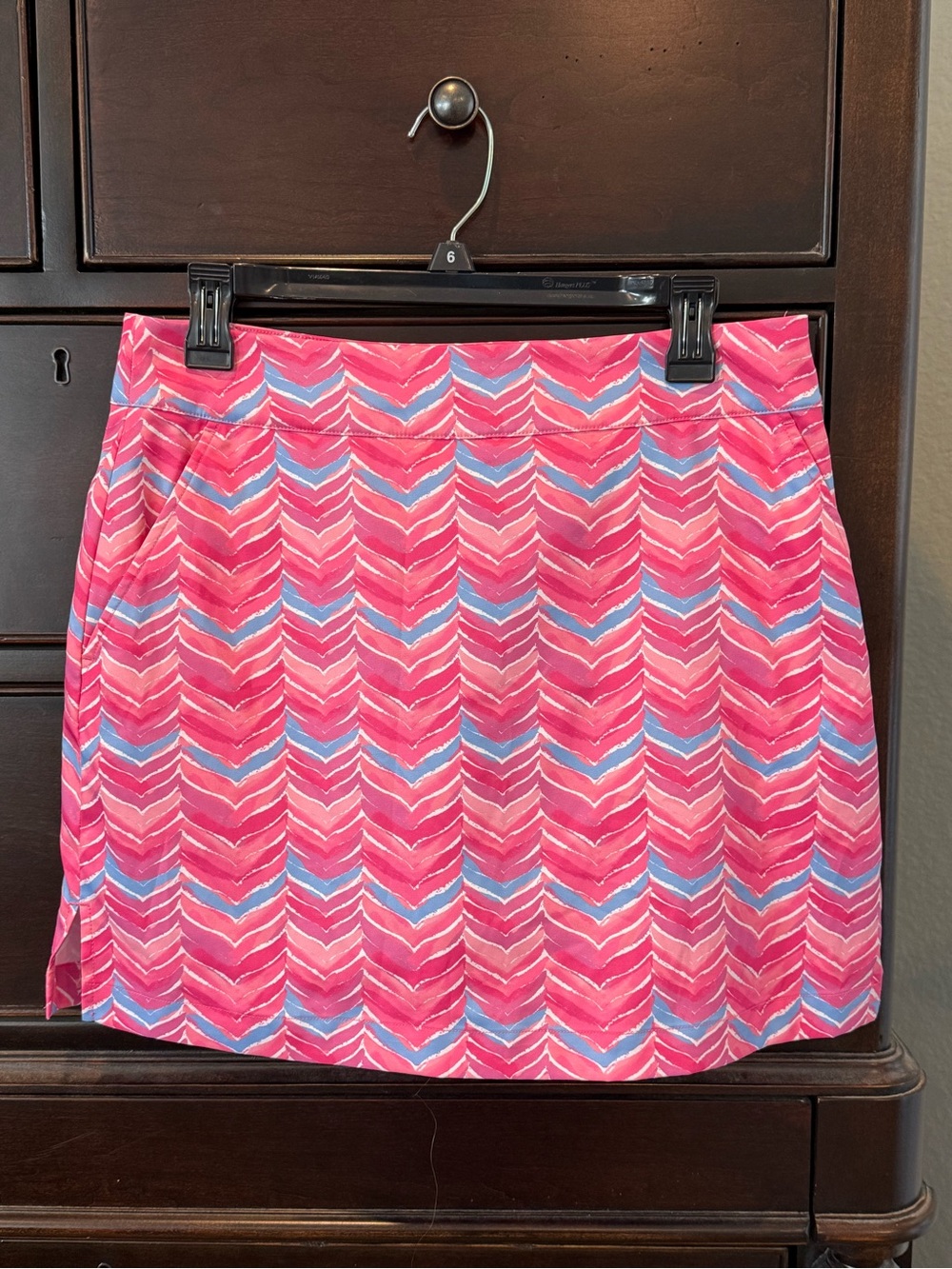 Vineyard Vines Pink Chevron Mini Skirt with Blue & White Stripes